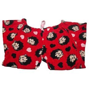 Betty Boop Women's Size Medium Pajama Pants Red Fleece Sleepwear Aop